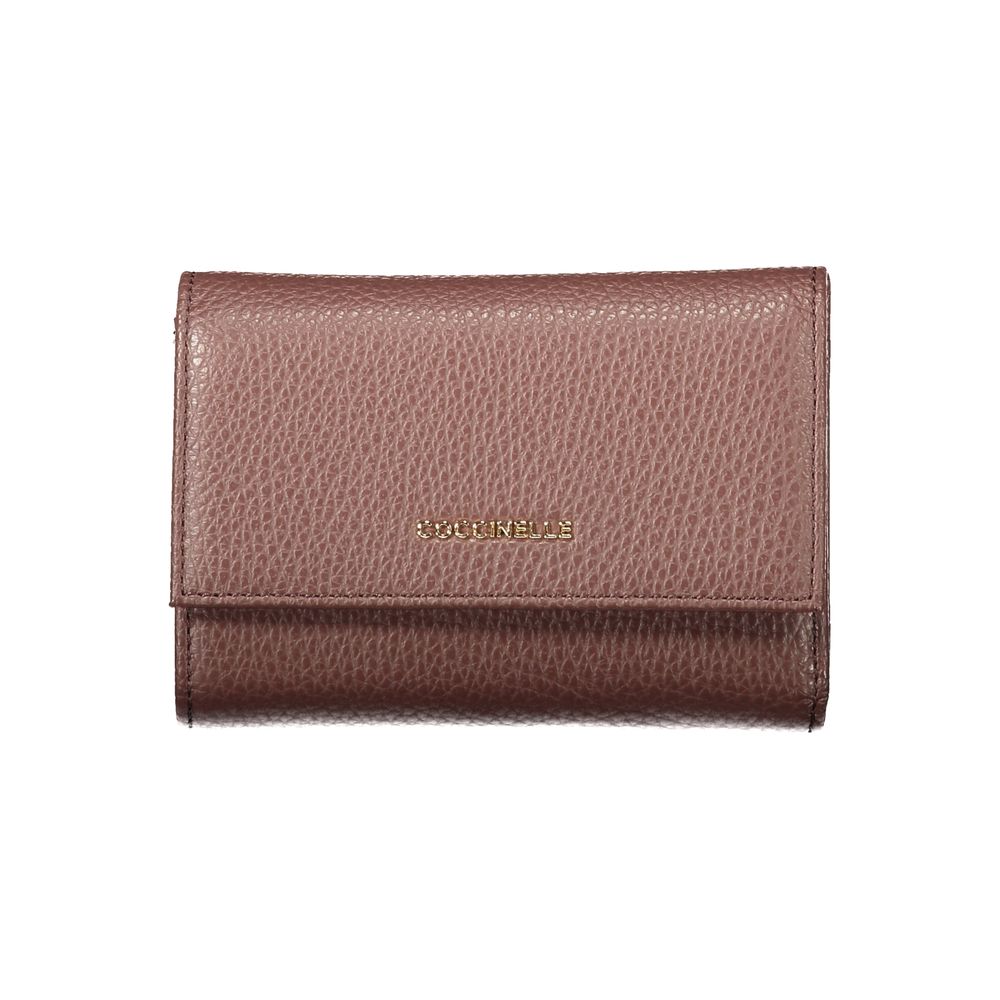 Indulge in the exquisite Coccinelle Brown Leather Wallet, a masterpiece of craftsmanship with a luxurious metallic finish, designed for those who appreciate elegance and sophistication.