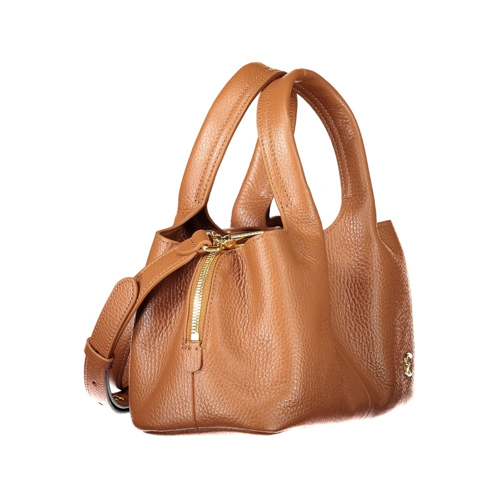 Indulge in the exquisite Coccinelle Brown Leather Handbag, a masterpiece of craftsmanship and elegance, perfect for those who appreciate luxury and sophistication.