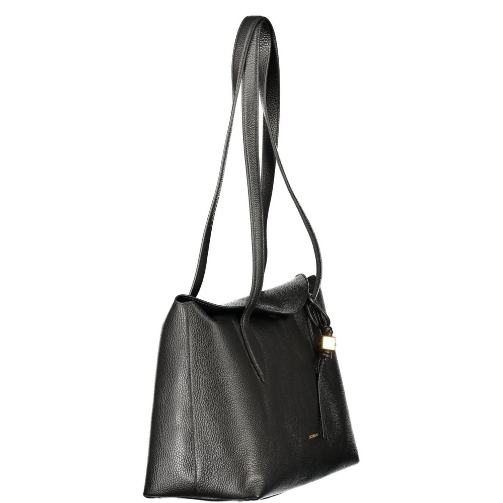 Indulge in the elegance of the Coccinelle Black Leather Handbag, a timeless accessory that embodies luxury and sophistication for the discerning individual.