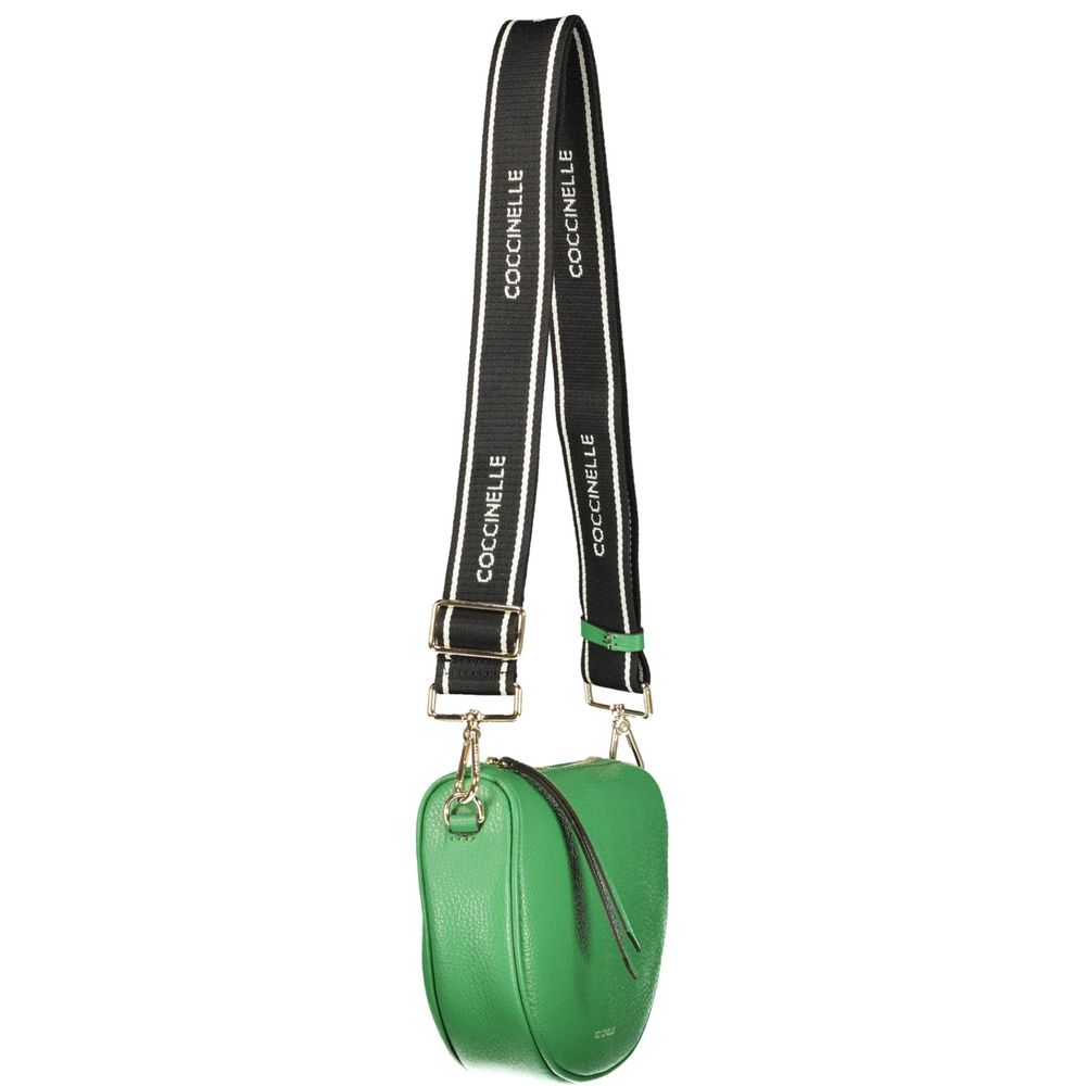 Indulge in the exquisite Coccinelle Green Leather Handbag, a masterpiece of craftsmanship that elevates your style with its luxurious design and timeless elegance.