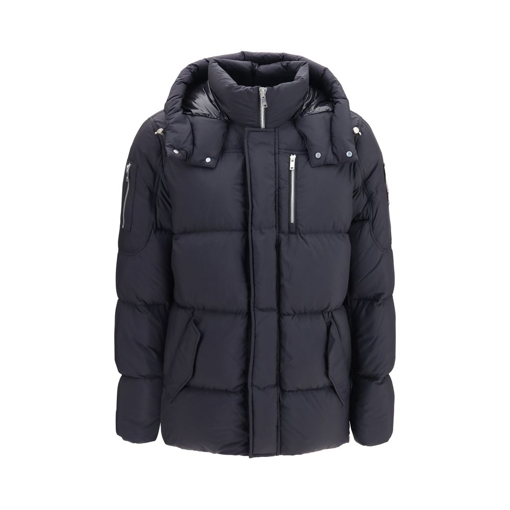 Indulge in the elegance of the Moose Knuckles Black Nylon Full-Length Jacket, crafted for ultimate warmth and style, embodying luxury and sophistication for discerning individuals.