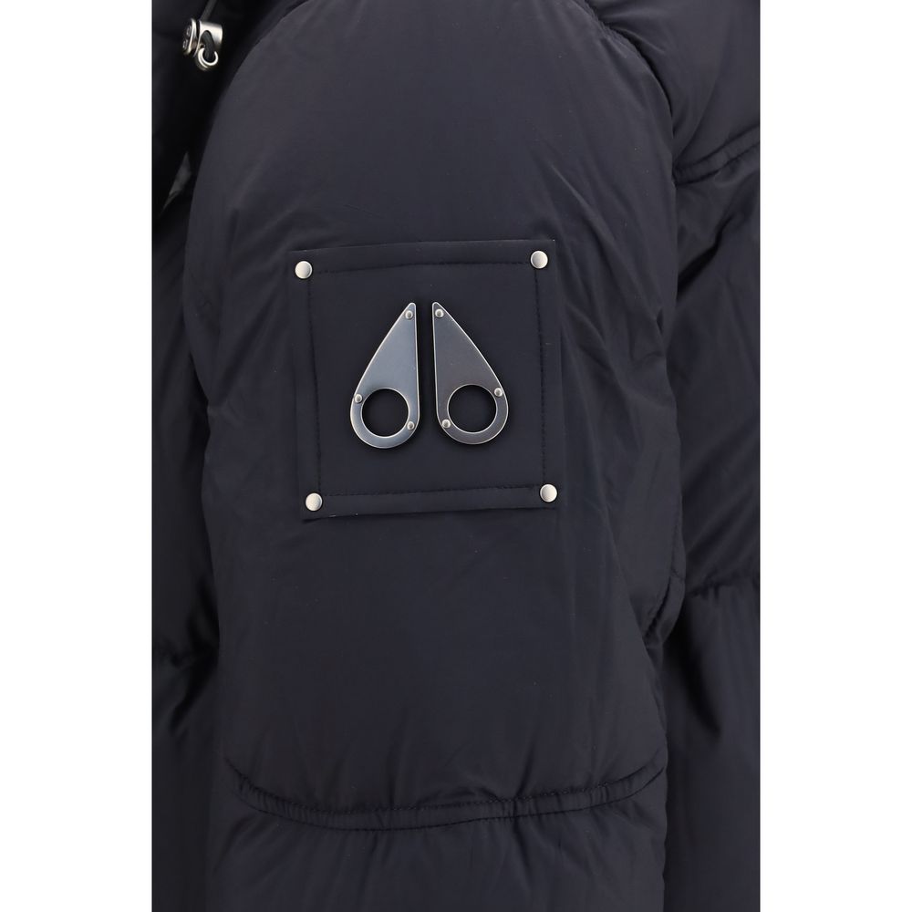 Indulge in the elegance of the Moose Knuckles Black Nylon Full-Length Jacket, a masterpiece of craftsmanship and comfort, designed to elevate your winter style with luxurious warmth and sophistication.