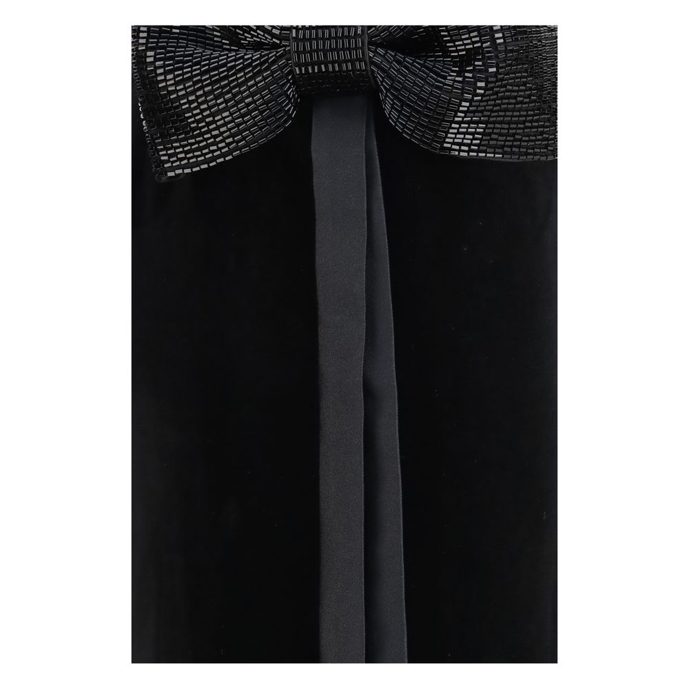 Embrace elegance with the Self-Portrait Black Polyester Casual Dress, a velvet masterpiece adorned with bows, perfect for those who appreciate exquisite craftsmanship and timeless allure.
