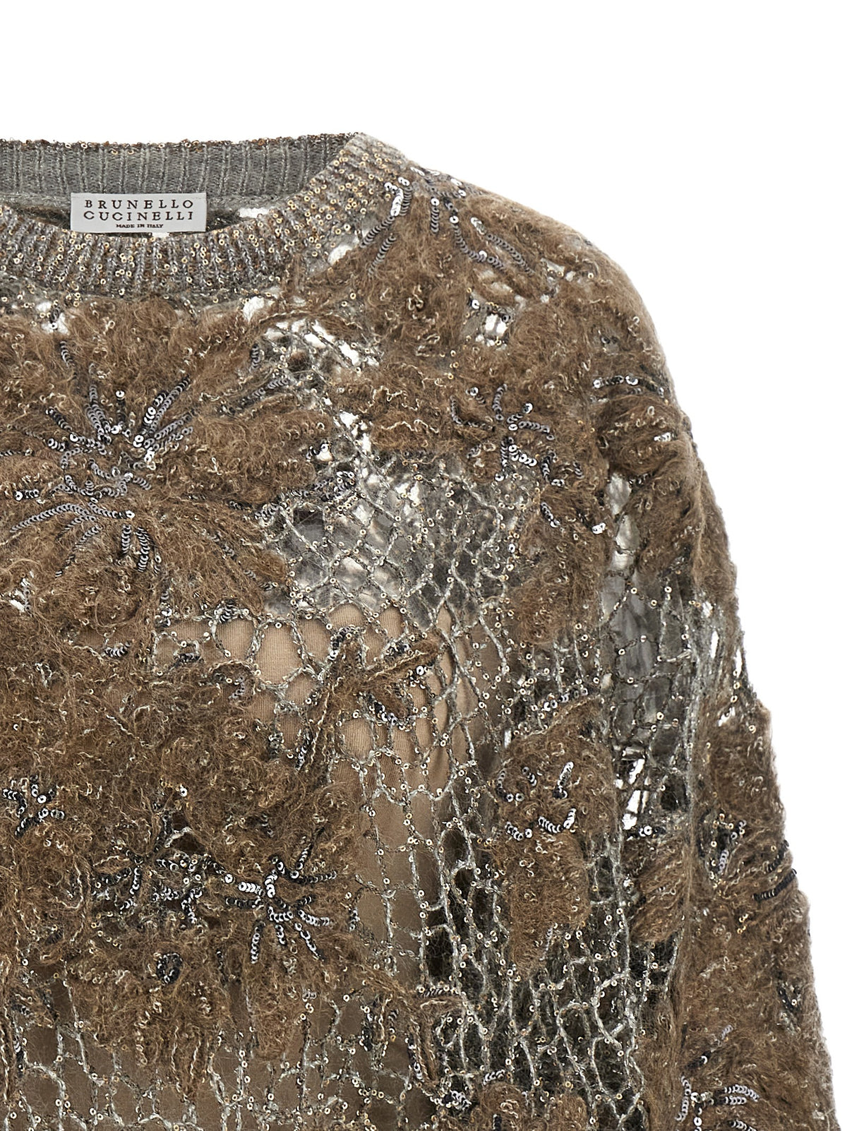 Elevate your wardrobe with the Brunello Cucinelli Beige Wool Cardigan, a luxurious blend of mohair and wool, featuring exquisite embroidery and a sophisticated silhouette.