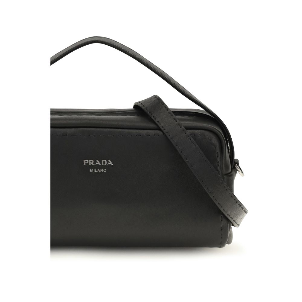 Prada Black Calf Leather Bos Taurus Shoulder Bag - Timeless Elegance