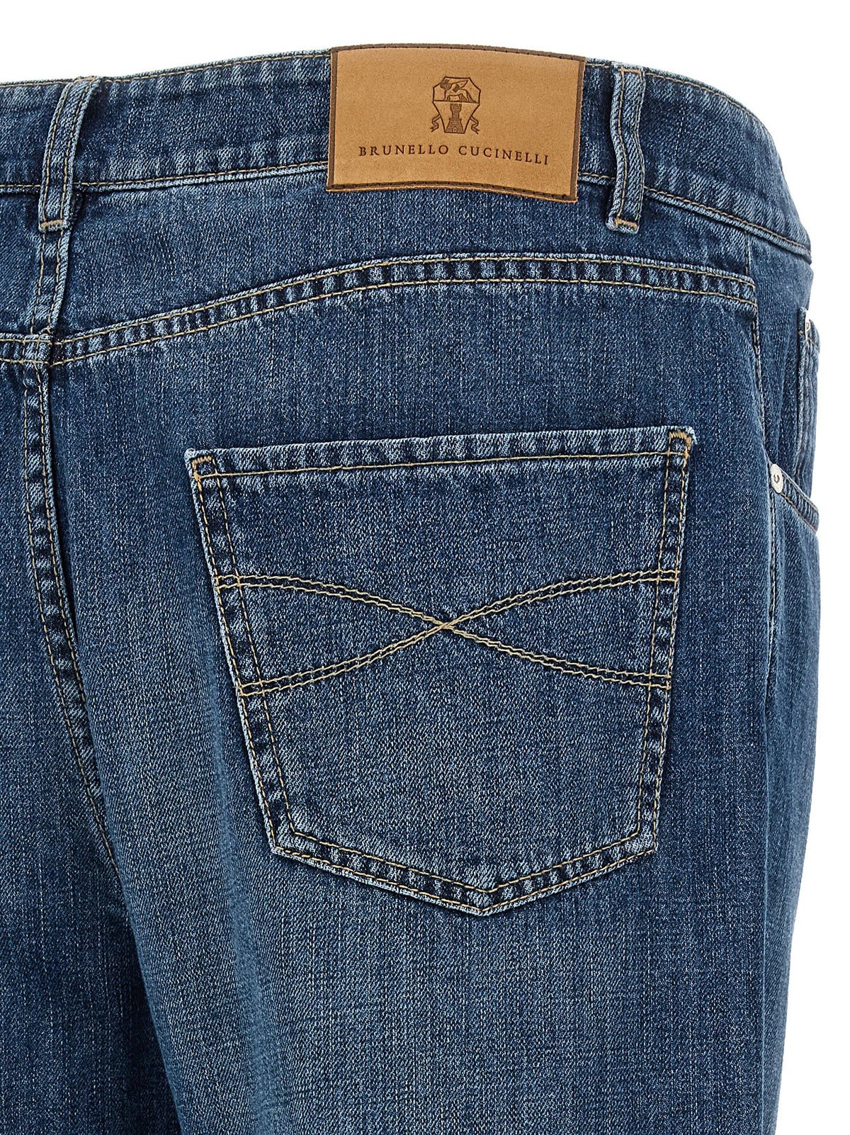 Brunello Cucinelli Blue Cotton Straight-Leg Jeans for Timeless Elegance