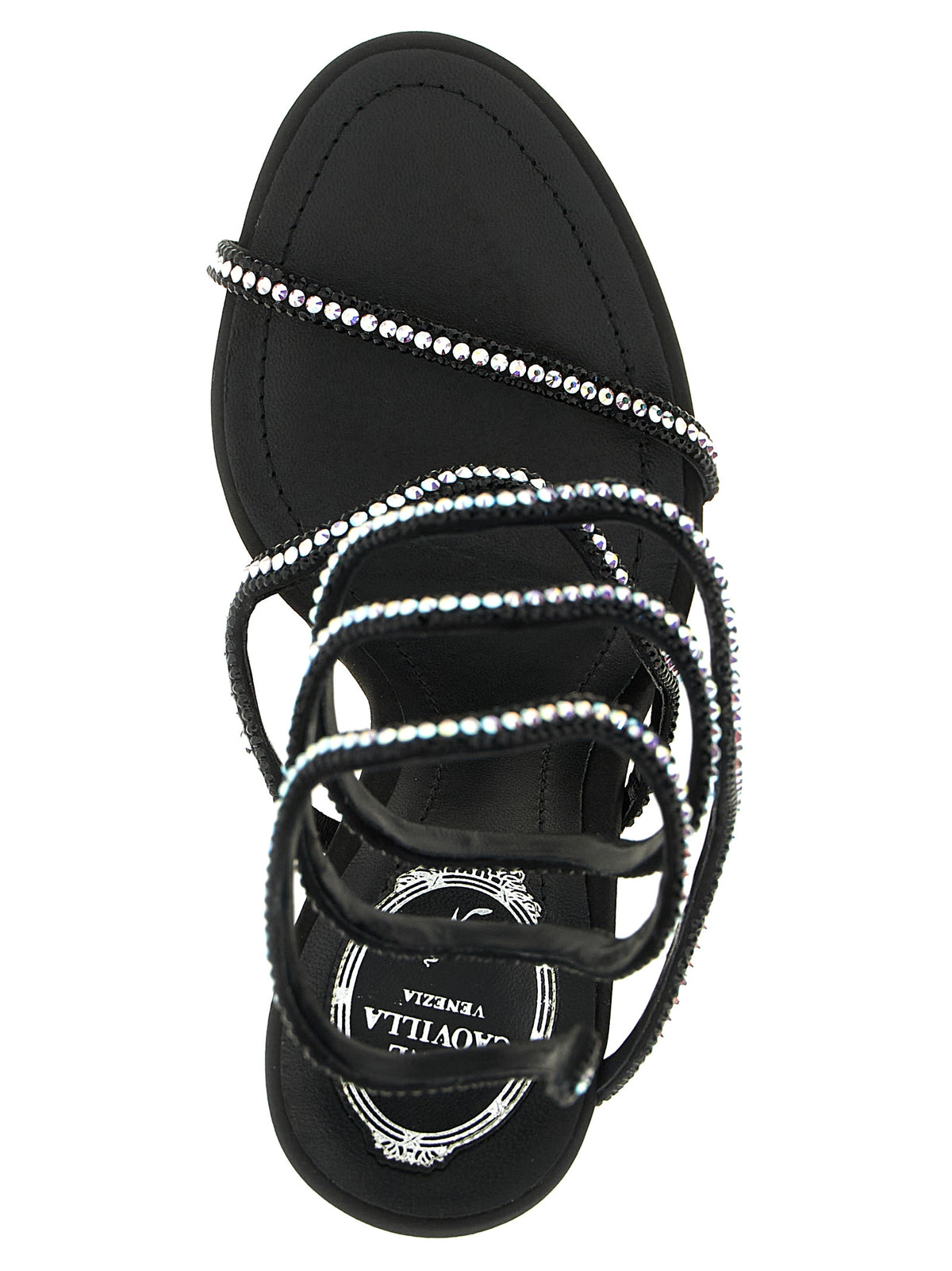 René Caovilla Black Satin Stiletto Heel Sandals - Timeless Luxury
