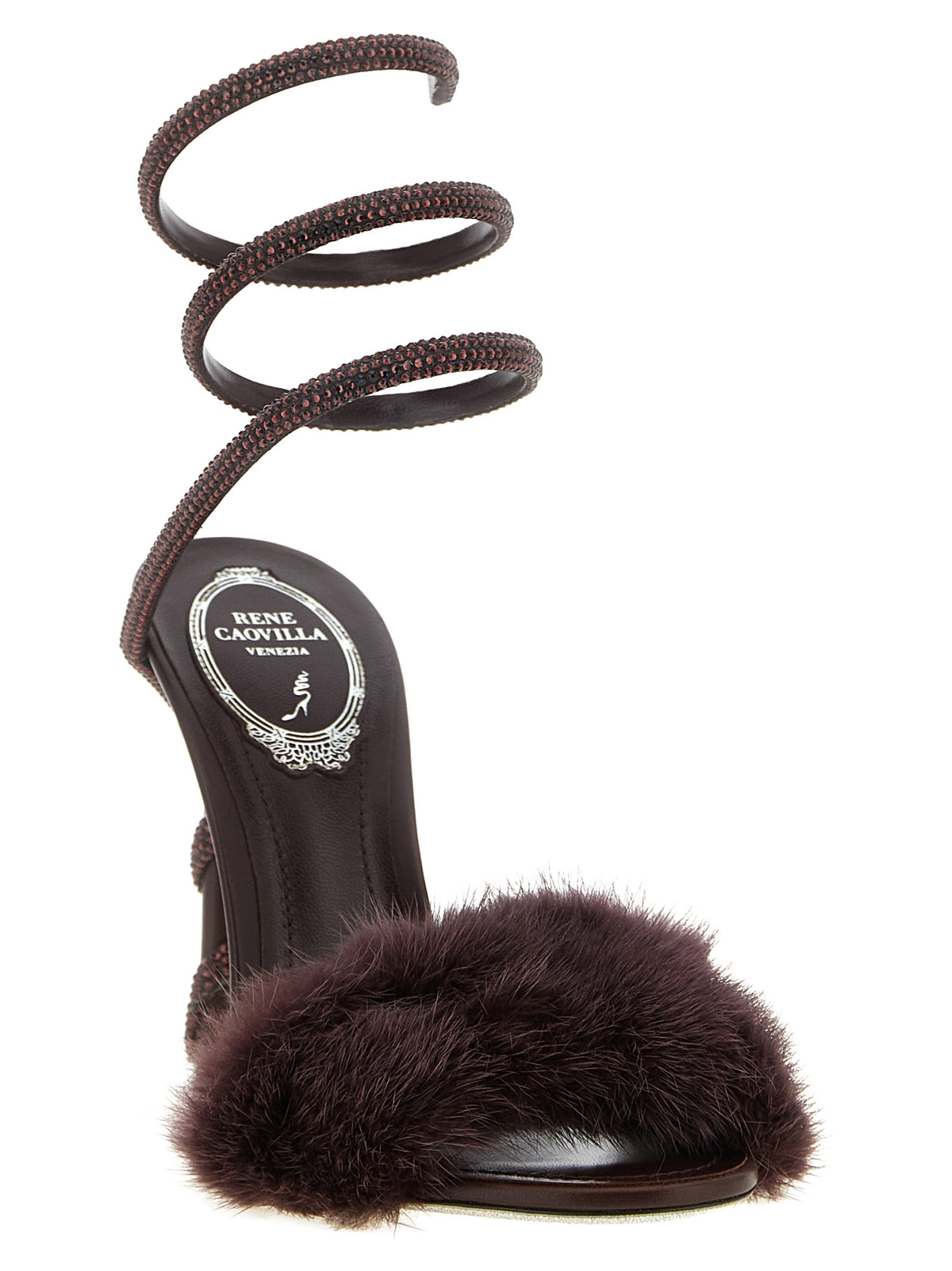 RENÉ CAOVILLA Bordeaux Stiletto Heel Sandals - Haute Couture Elegance