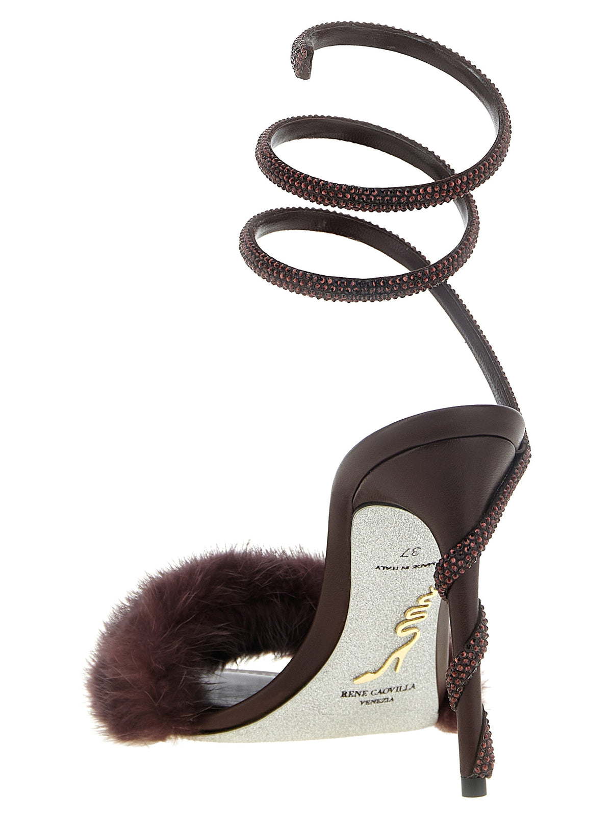 RENÉ CAOVILLA Bordeaux Stiletto Heel Sandals - Exquisite Elegance