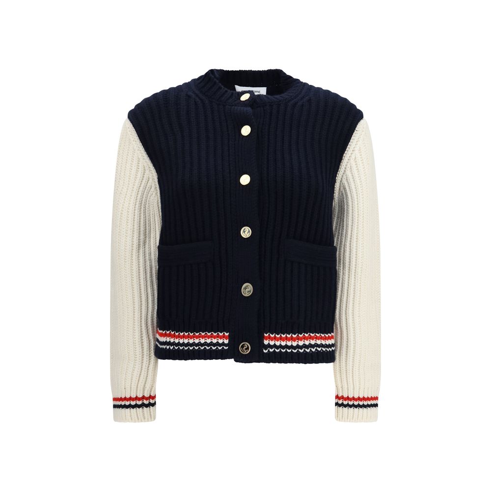 Thom Browne Blue Cashmere Cardigan - Luxurious Cable-Knit Elegance