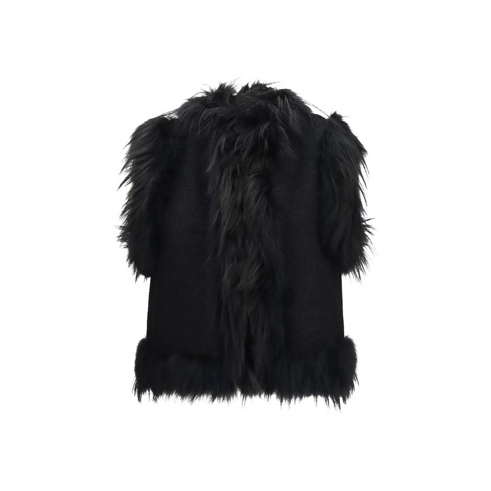 Fendi Black Wool Oves Aries Sleeveless Jacket - Luxury Gilet