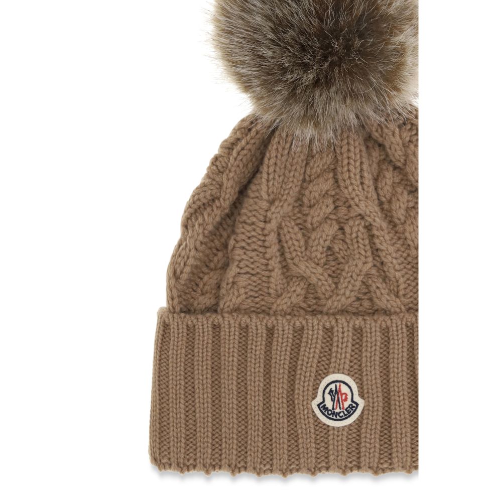 Moncler Brown Wool Oves Aries Beanie - Luxurious Winter Knitwear