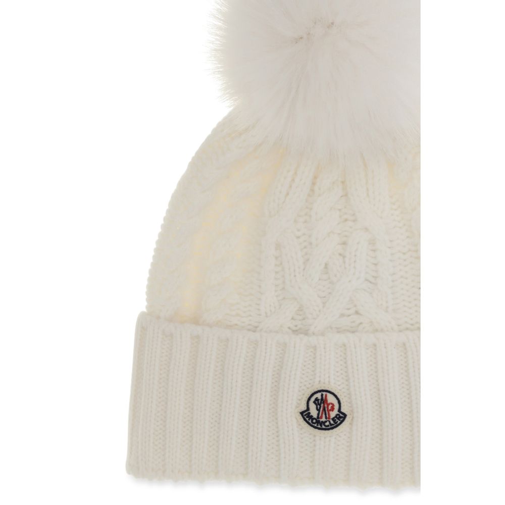 Moncler White Wool Oves Aries Beanie - Luxury Fashion Accessory