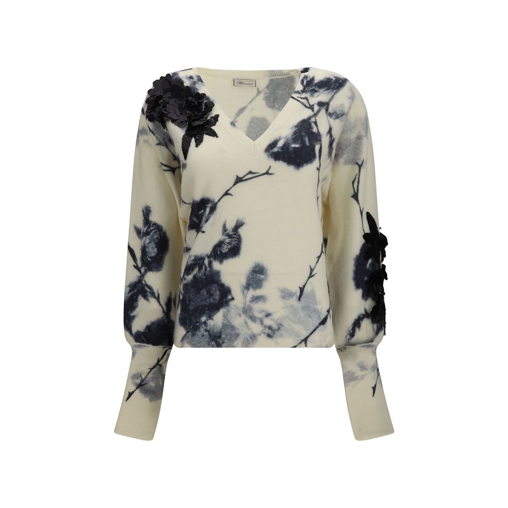 Blumarine Beige Cashmere Sweater - Timeless Floral Elegance