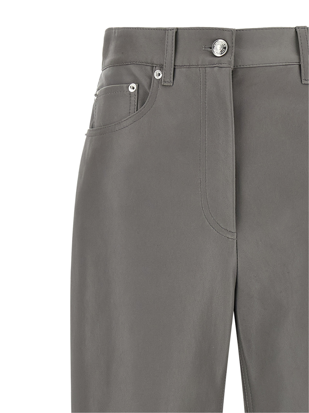 Sportmax Crespo Gray Lamb Leather Casual Pants - Luxury Fashion