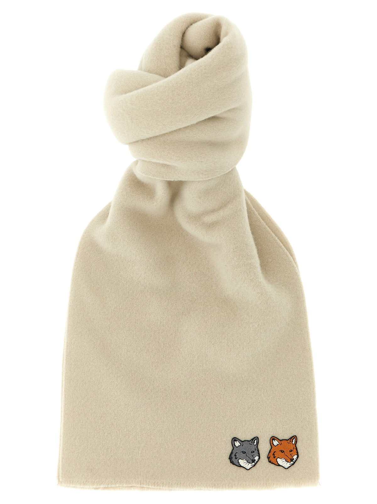 Maison Kitsuné White Virgin Wool Scarf - Timeless Luxury Accessory