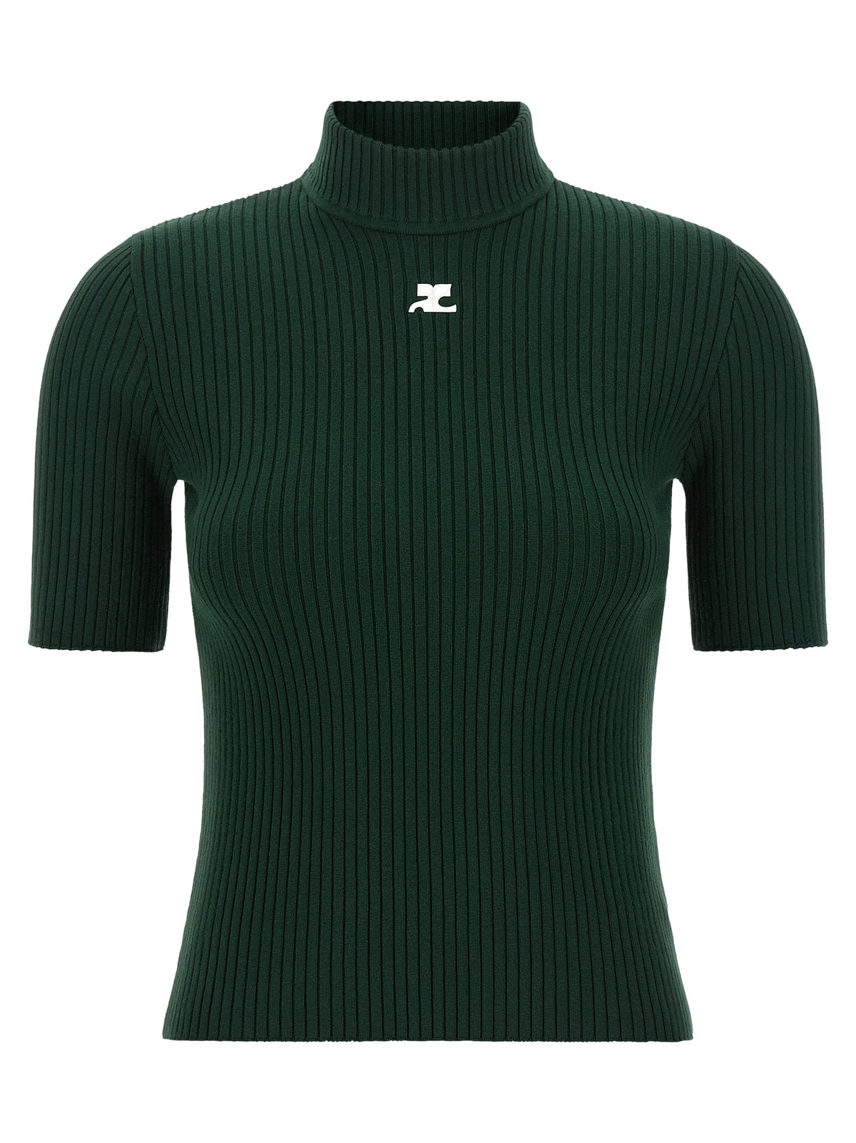 Courrèges Bicolor Viscose Turtleneck - Sculptural Elegance