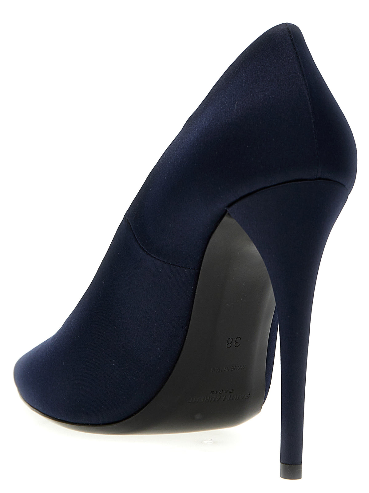 Saint Laurent Monceau Blue Satin Crepe High Heel Pumps
