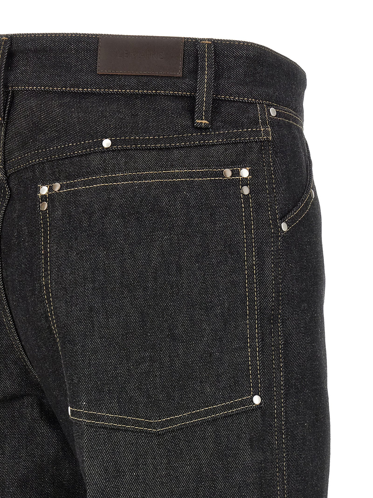 LEMAIRE Black Cotton Wide-Leg Jeans - Timeless Luxury Denim