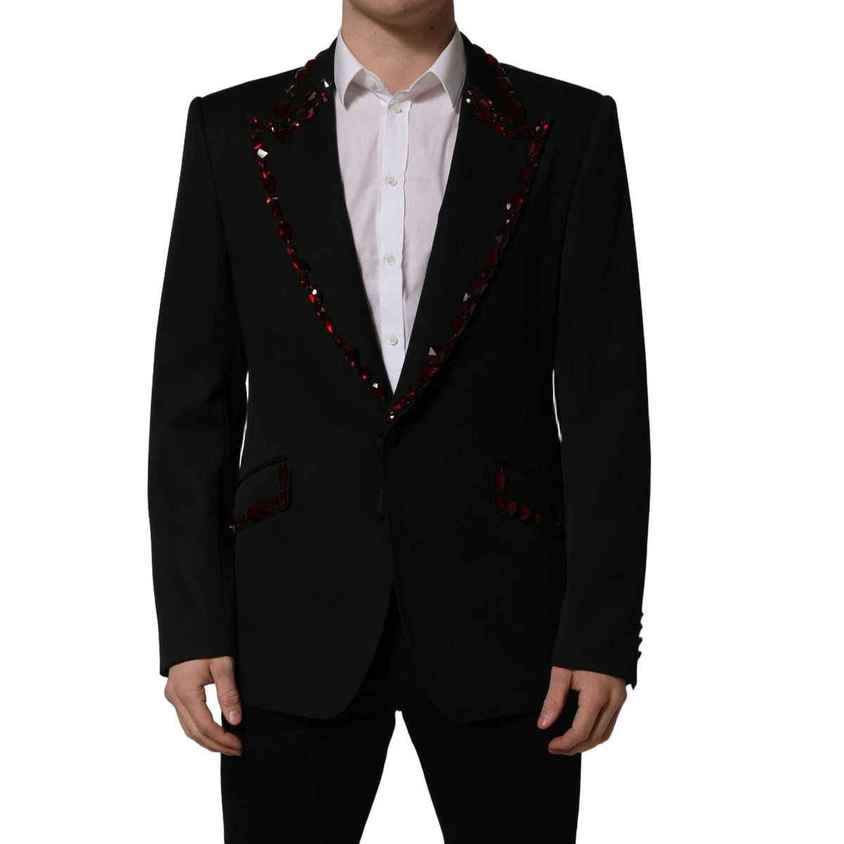 Dolce & Gabbana Black Crystal Embellished Blazer Jacket