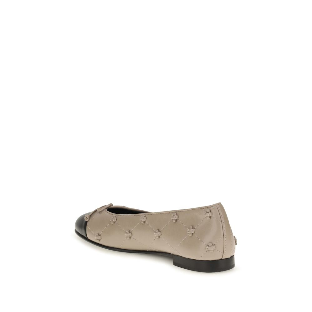 Tory Burch Elegant Beige Calf Leather Ballet Flats for Timeless Luxury