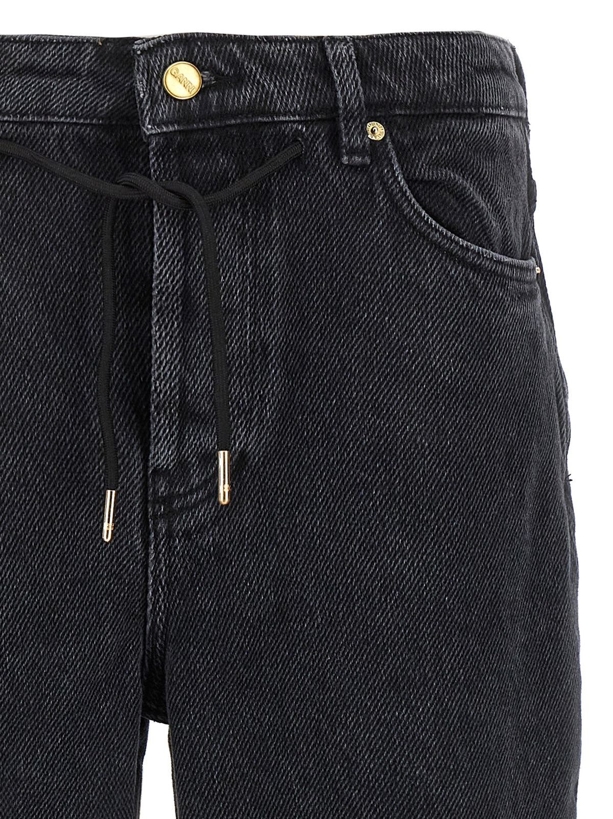 Elevate your wardrobe with GANNI's Izey black cotton jeans, a fusion of modern design and luxurious comfort, perfect for making a bold fashion statement.