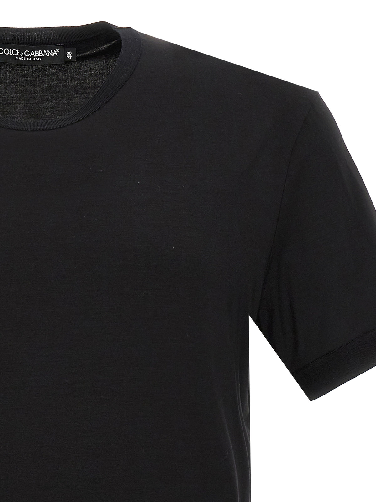 Elevate your wardrobe with the Dolce & Gabbana Black Viscose T-Shirt, a masterful blend of luxury and comfort, embodying timeless sophistication for the discerning individual.