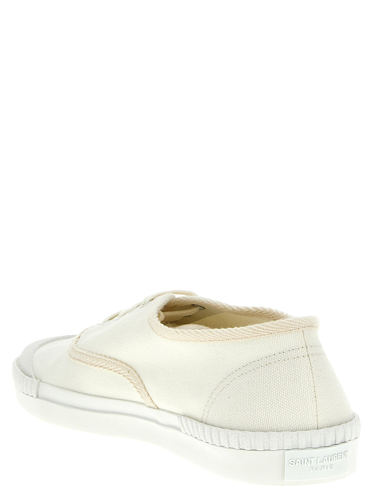 Elevate your style with Saint Laurent's White Cotton Low Top Sneakers, where Italian craftsmanship meets timeless elegance, perfect for the discerning connoisseur.