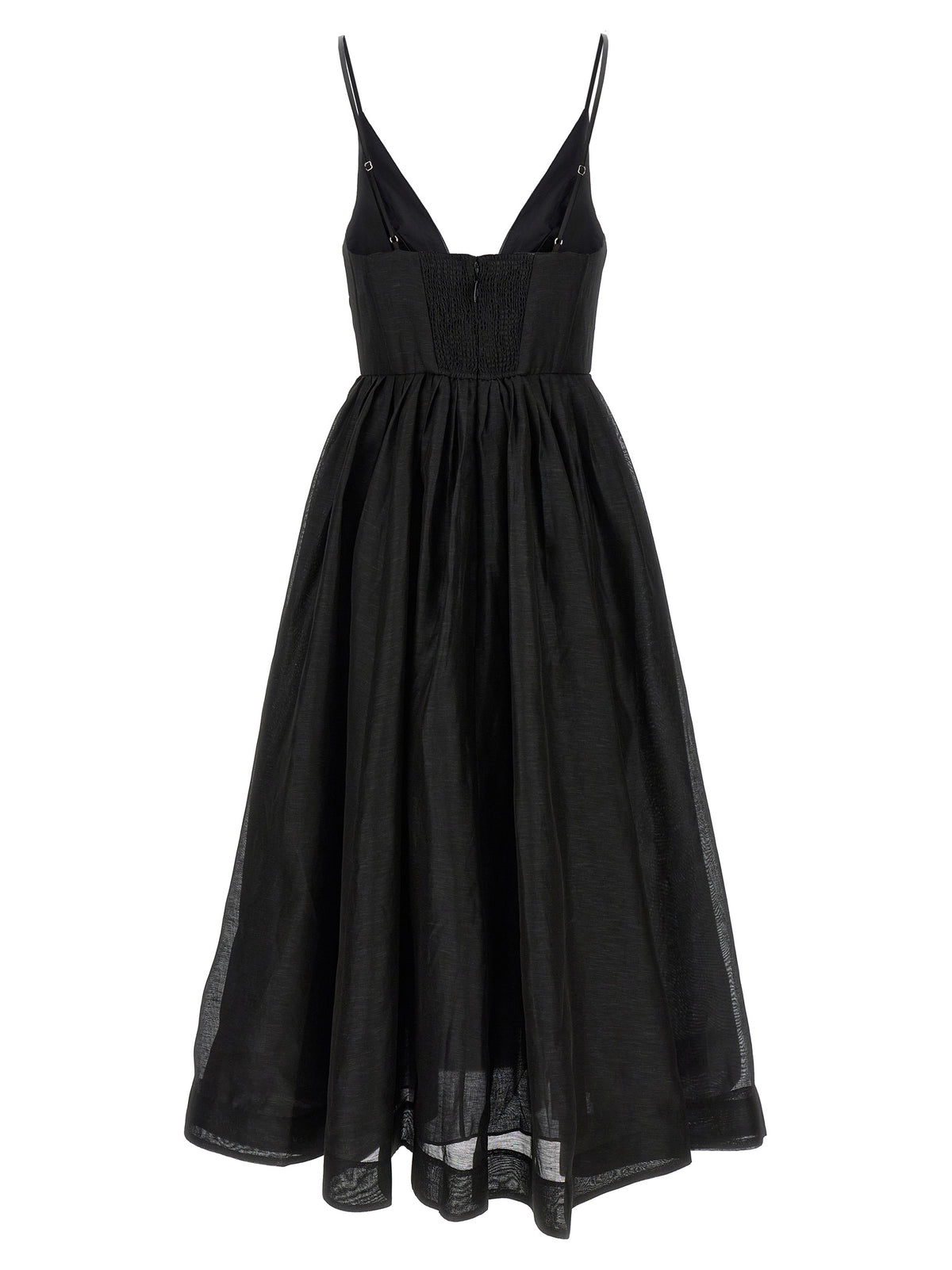 Indulge in the elegance of Zimmermann's Black Linen Cocktail Dress, a sophisticated blend of linen and silk that embodies contemporary luxury and timeless allure.