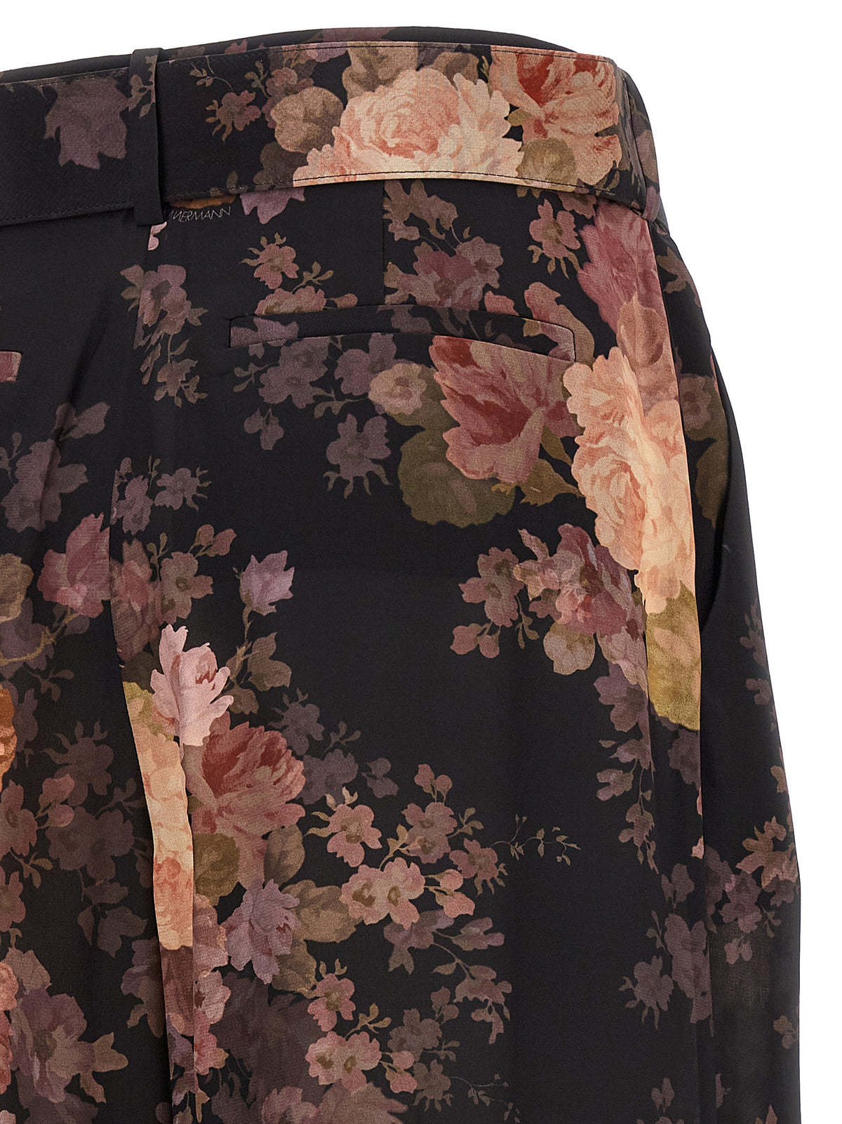 Elevate your wardrobe with Zimmermann's Illustration Tuck silk pants, where exquisite craftsmanship meets vibrant floral artistry, perfect for the discerning fashion connoisseur.