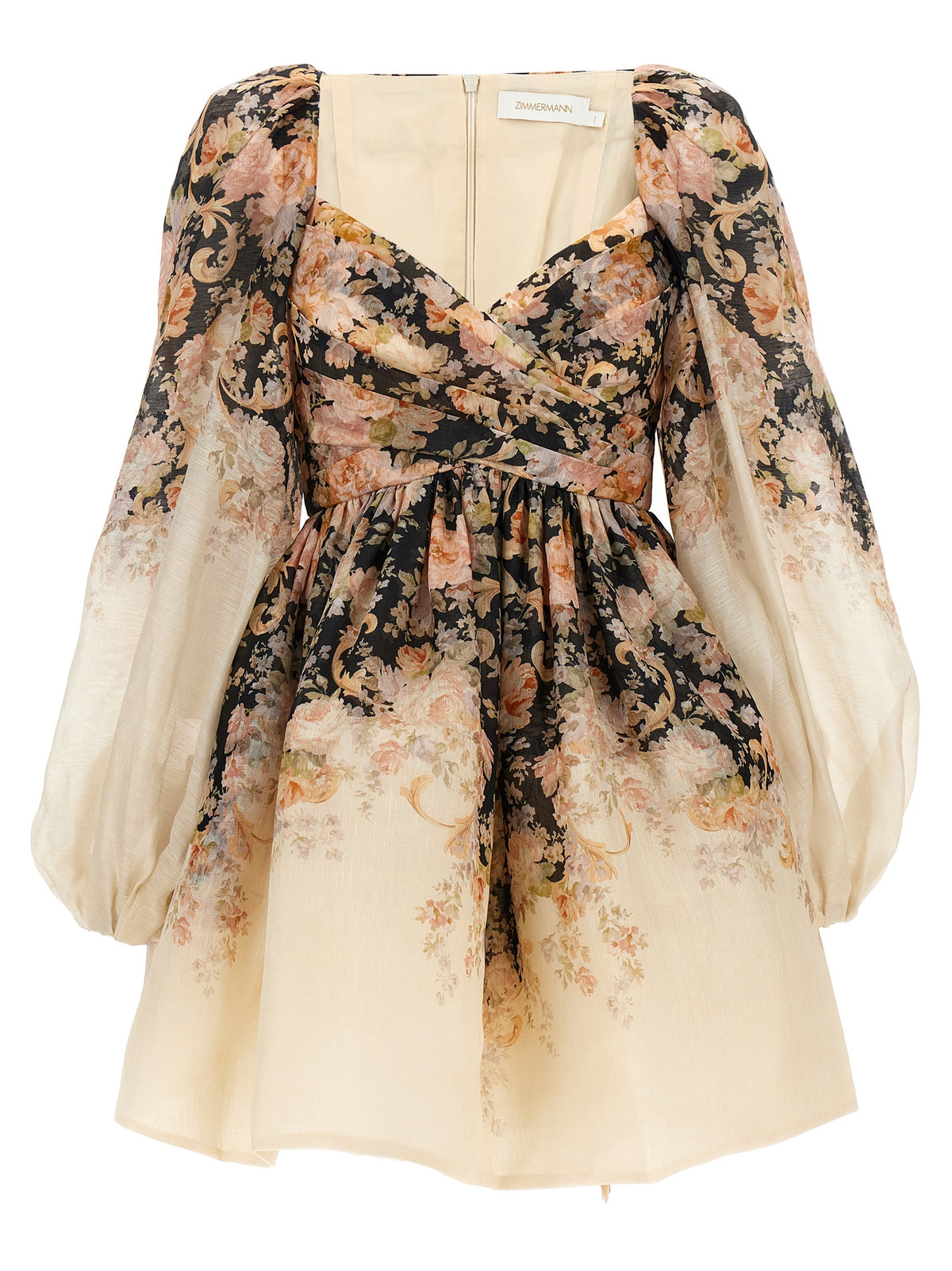 Elevate your wardrobe with ZIMMERMANN's Illustration Draped Mini dress, a stunning blend of silk and linen, embodying exquisite craftsmanship and timeless elegance.