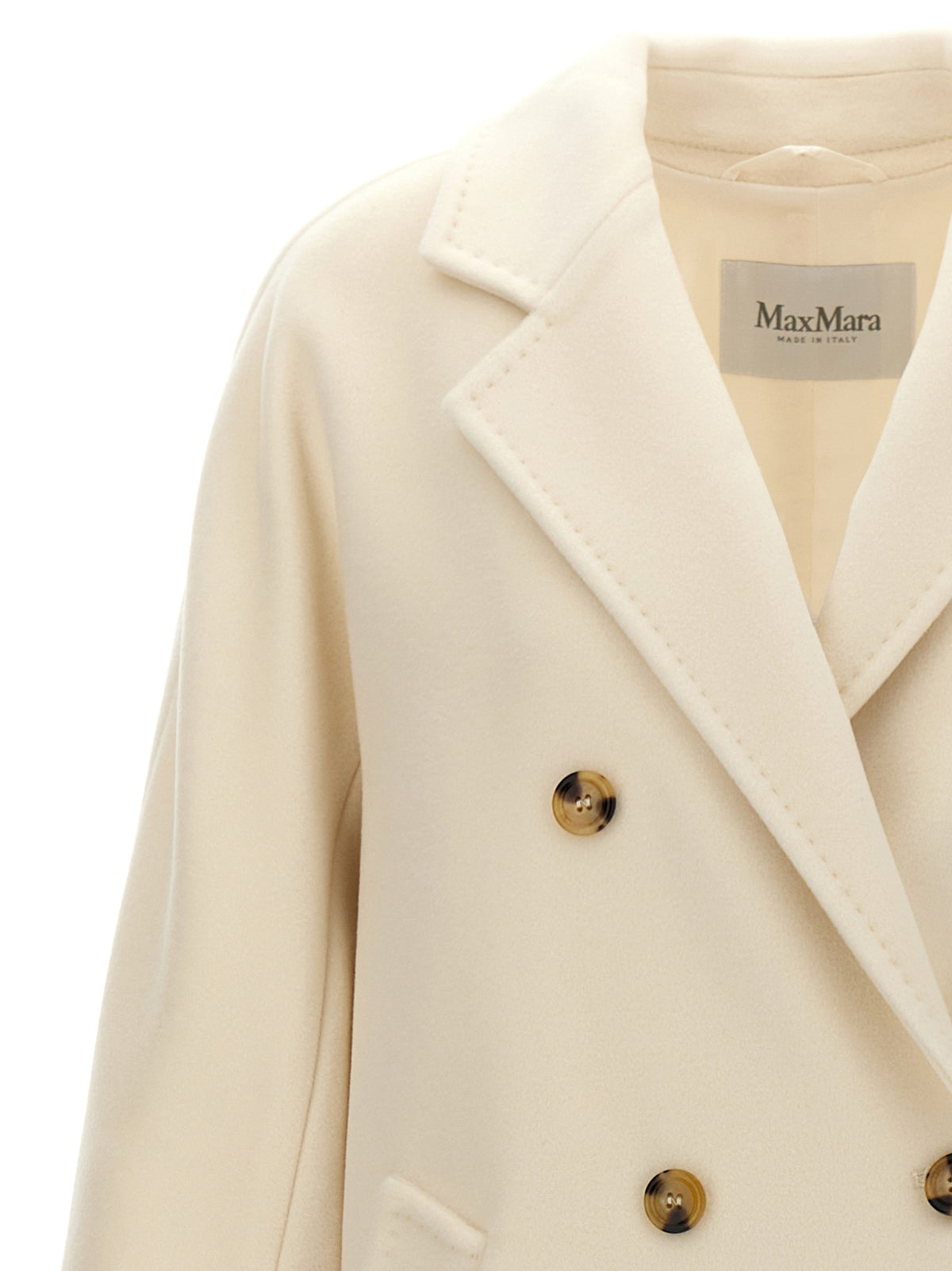 Elevate your wardrobe with the Max Mara White Virgin Wool Coat, a masterpiece of Italian craftsmanship blending virgin wool and cashmere for timeless sophistication.