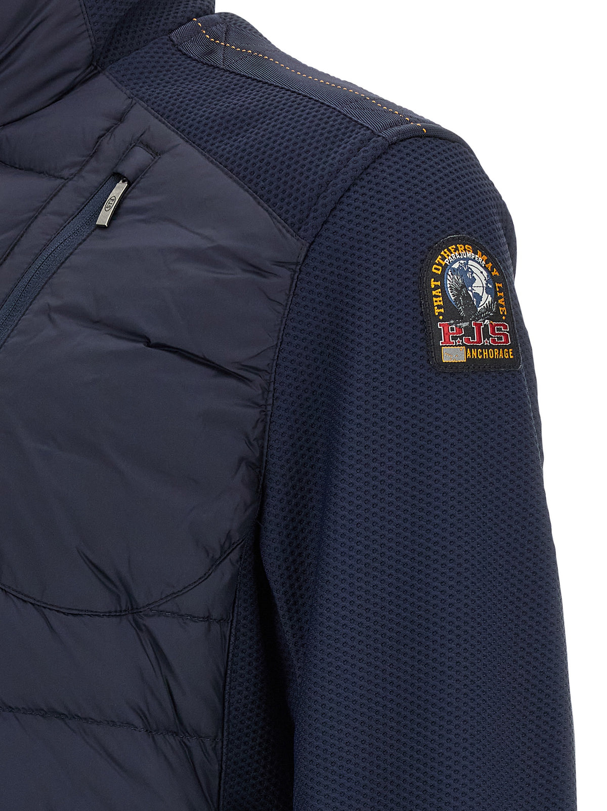 Indulge in the sophistication of the Parajumpers Blue Polyamide Full-Length Jacket, a sustainable masterpiece crafted from luxurious quilted nylon and soft duck down, elevating your outerwear collection with elegance and warmth.