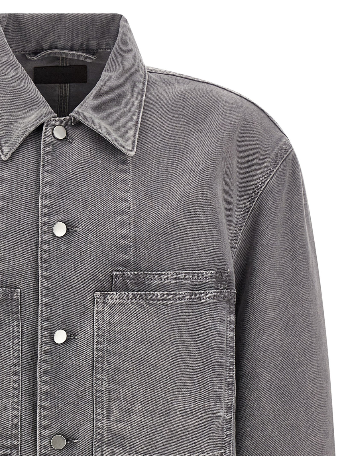 Elevate your style with the Lemaire Gray Cotton Blouse, a masterpiece of craftsmanship in medium-weight denim, perfect for the discerning fashion enthusiast.