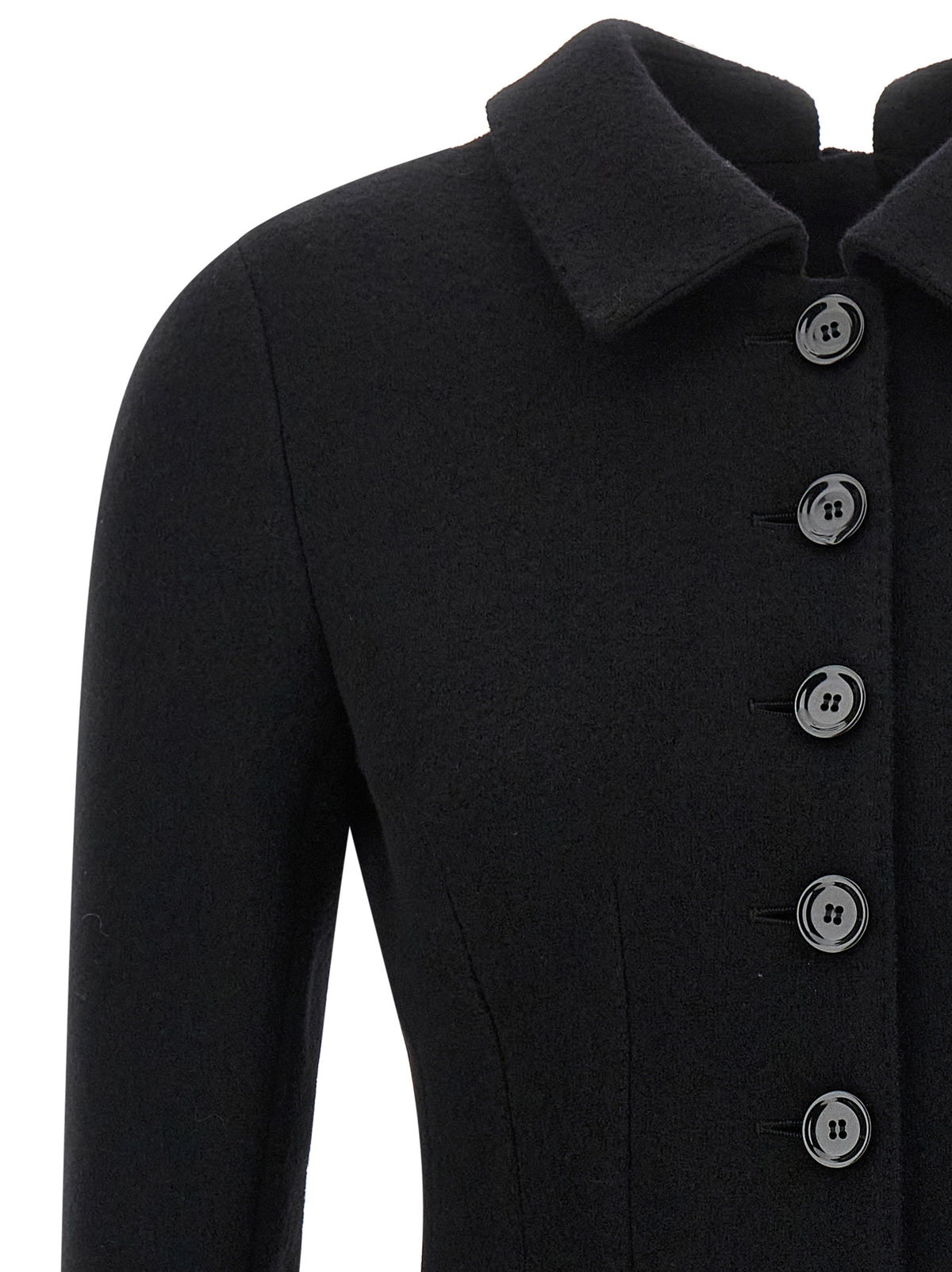 Experience the allure of the Dolce & Gabbana Black Virgin Wool Blazer from the 'Identity' collection, where Italian craftsmanship meets modern sophistication for an unparalleled statement of style.