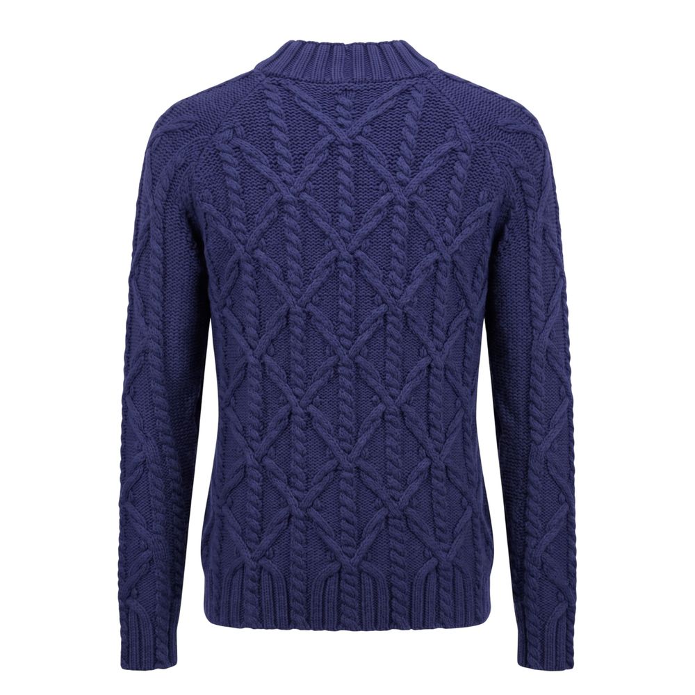 Malo Blue Cotton Mock-Neck Sweater - Timeless Luxury Elegance