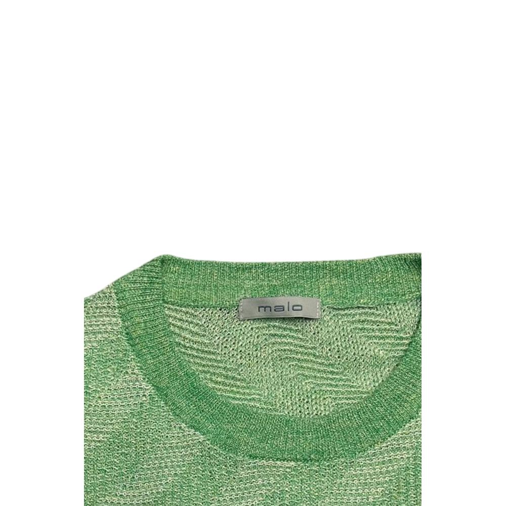 Malo Green Linen Crew-Neck Sweater - Timeless Luxury Knitwear