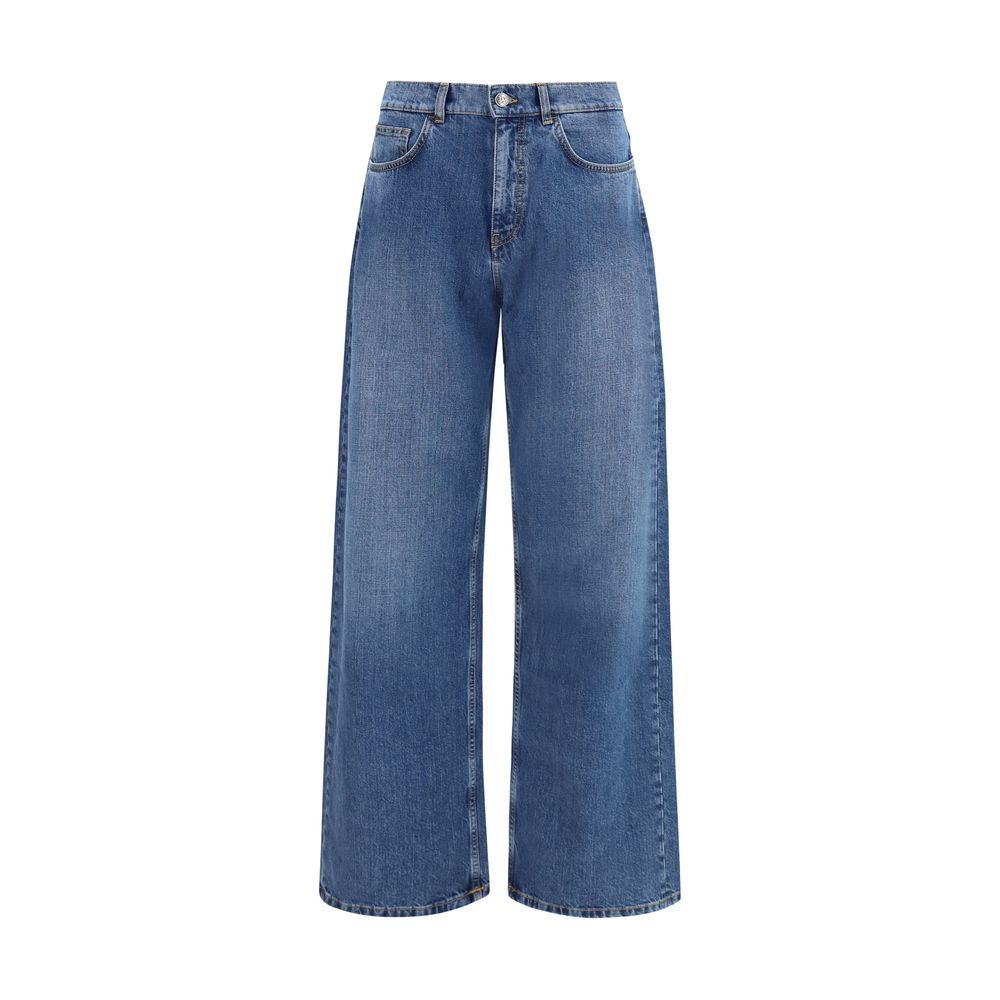 Palm Angels Blue Cotton Wide-Leg Jeans - Timeless Luxury Style
