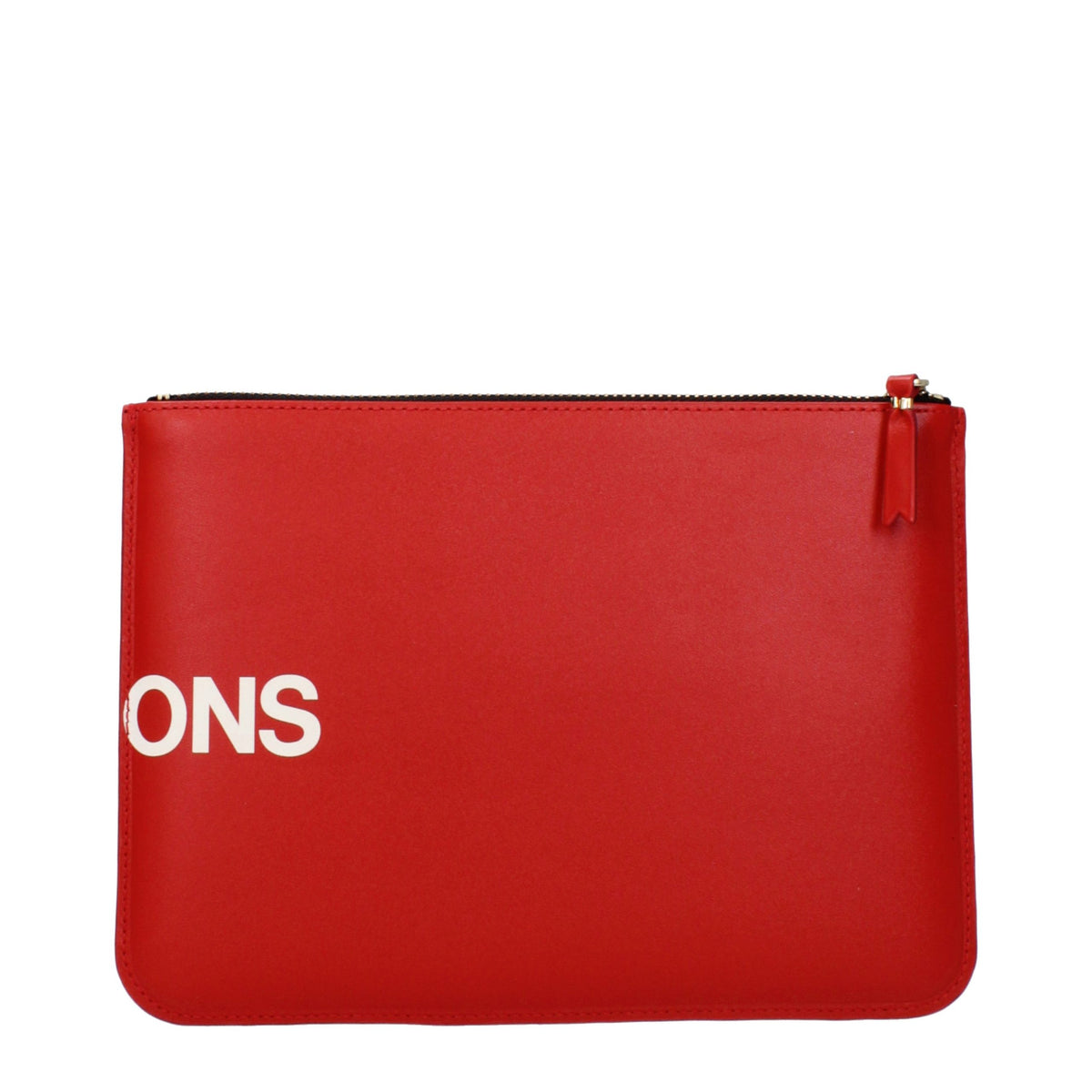 Elevate your style with the Comme Des Garçons Red Leather Clutch Bag, a symbol of exquisite craftsmanship and timeless elegance, perfect for the discerning individual.