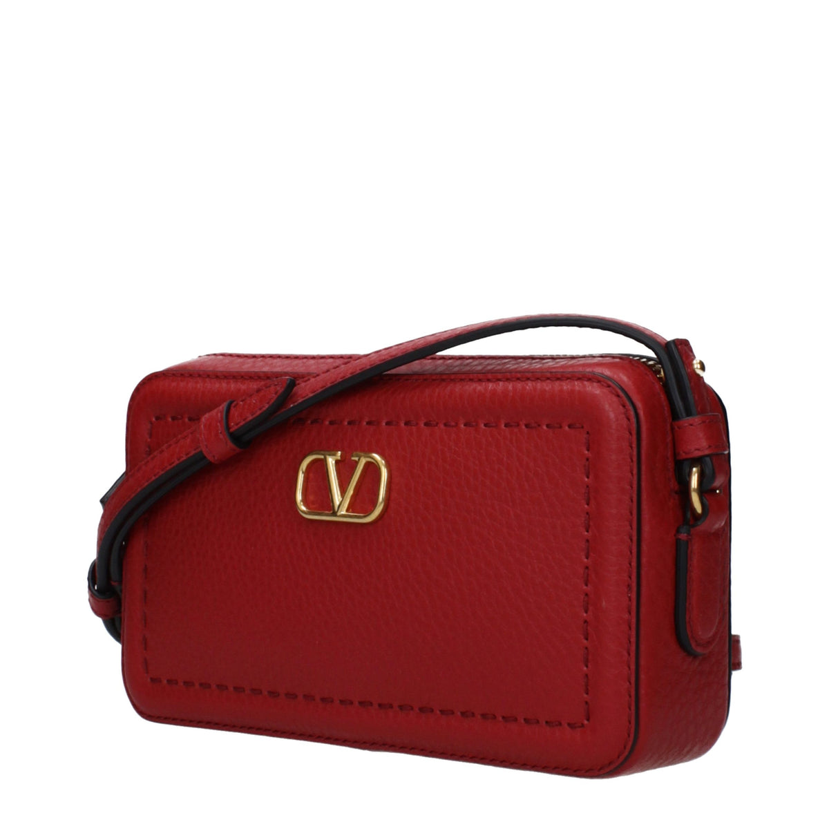 Elevate your style with the Valentino Garavani Red Leather Crossbody Bag, a masterpiece of exquisite craftsmanship and timeless elegance, perfect for the discerning individual.