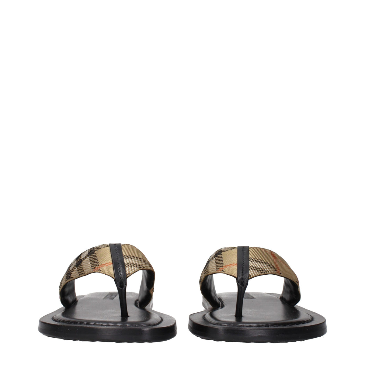 Indulge in the Burberry Beige Fabric Flip-Flop Sandals, where exquisite craftsmanship meets timeless luxury, perfect for the discerning individual seeking elegance and comfort.
