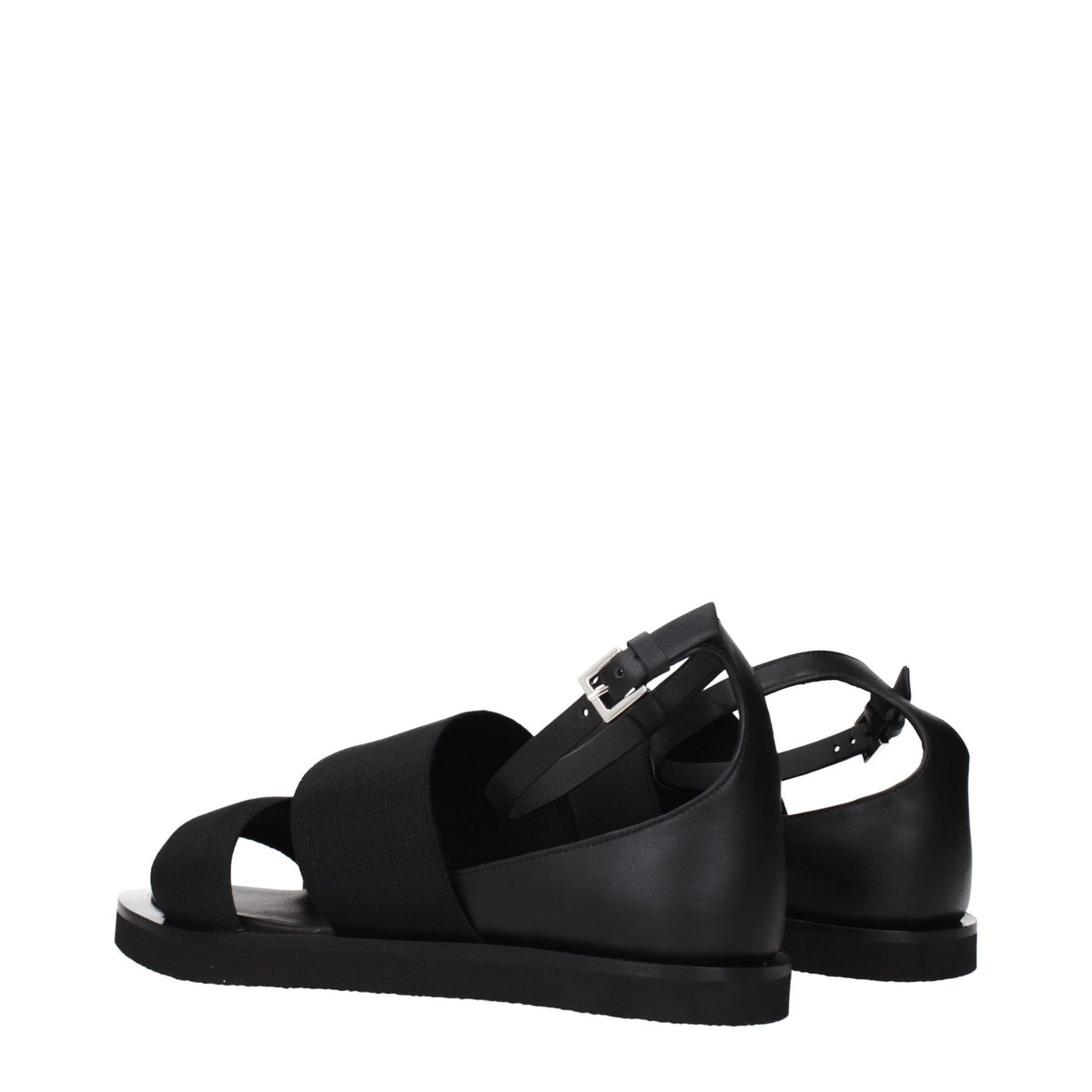 Elevate your style with Max Mara Black Fabric Flat Sandals, where exquisite craftsmanship meets timeless elegance, perfect for the discerning individual.
