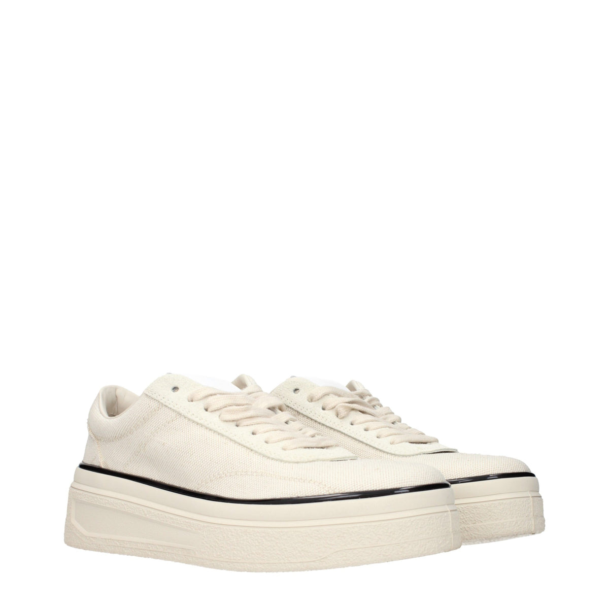 Experience the exquisite allure of Jil Sander's Beige Fabric Platform Sneakers, where luxurious craftsmanship meets timeless elegance for the discerning individual.
