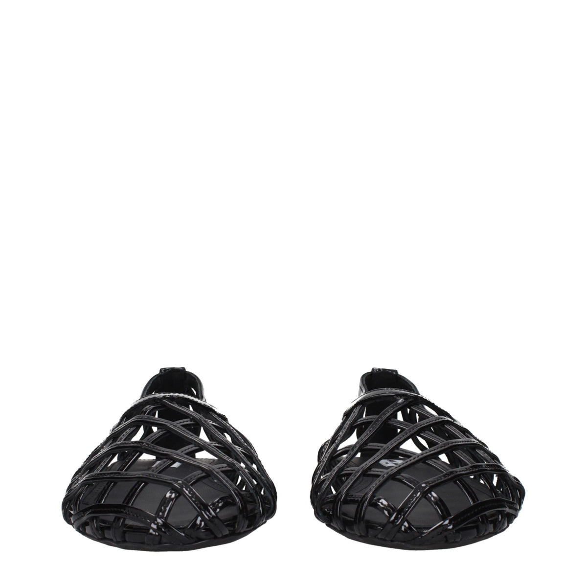Indulge in the exquisite allure of Alaïa Black Leather Ballet Flats, where luxurious patent leather meets timeless elegance, perfect for the discerning individual.