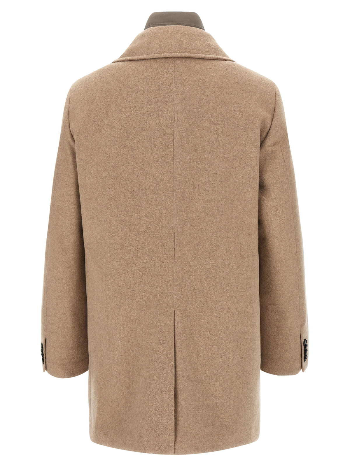 Indulge in the exquisite MooRER Beige Wool Coat, a masterpiece of Italian craftsmanship blending luxurious wool and cashmere for timeless elegance and warmth.
