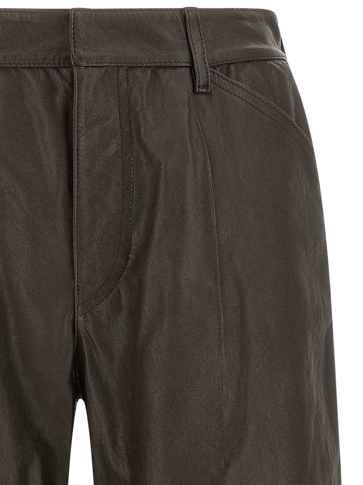 Indulge in the exquisite Lemaire Brown Calfskin Bermuda Shorts, where luxurious craftsmanship meets timeless elegance, redefining sophistication for the discerning individual.
