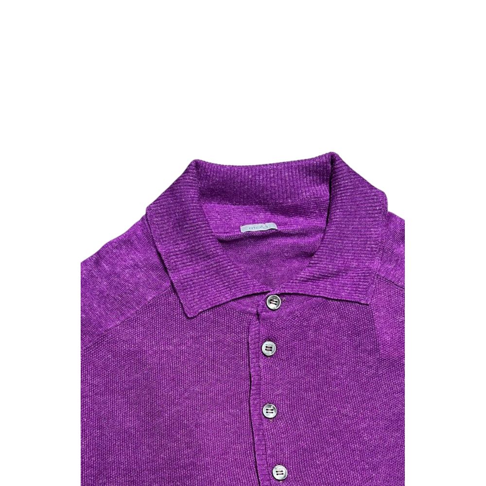 Malo Purple Silk Linen Polo Shirt - Timeless Luxury Elegance