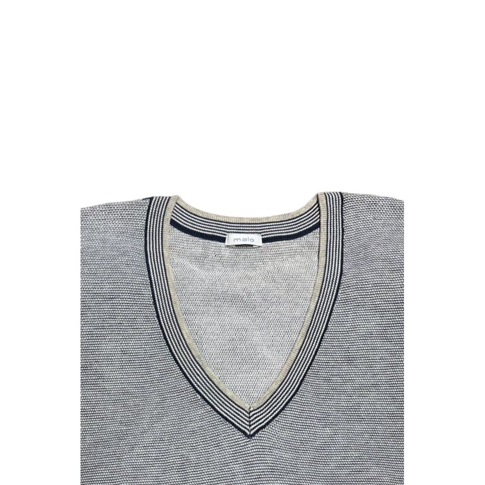 Malo Blue V-Neck Sweater - Exquisite Italian Craftsmanship