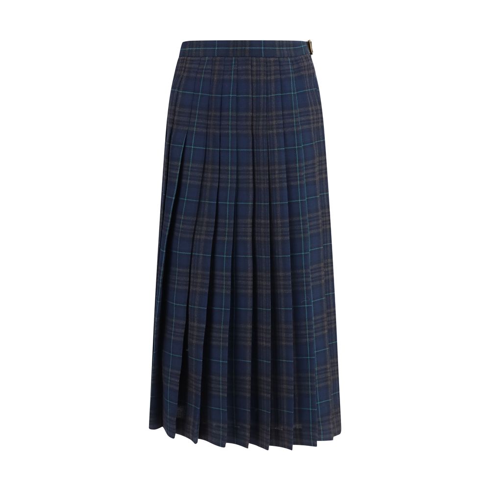Burberry Pleated Check Wool-Blend Skirt - Timeless Luxury Fashion