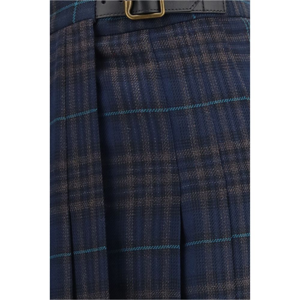Burberry Pleated Check Wool-Blend Skirt - Timeless Elegance